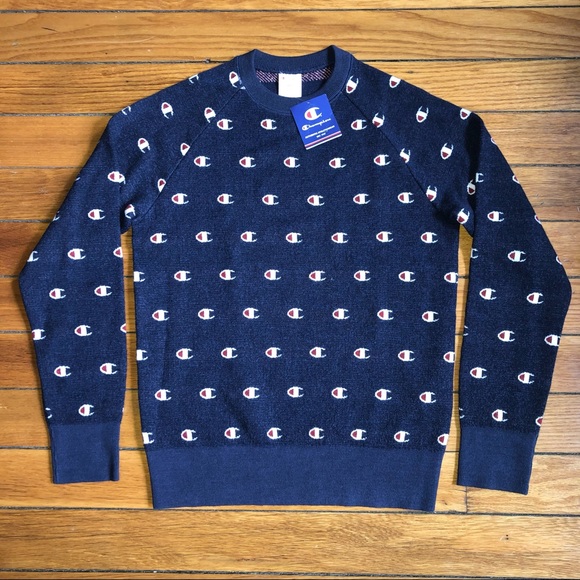 Champion Sweaters | Champion Limited Edition Wool Sweater Mens Small Navy Crewneck | Color: Blue/Red | Size: S | Ohio_In_Color's Closet